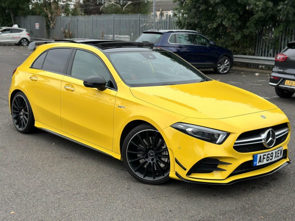 Compare Mercedes-Benz A Class 2.0 A35 Amg Premium Plus Spds Dct 4Matic Euro 6 AF69XEW Yellow