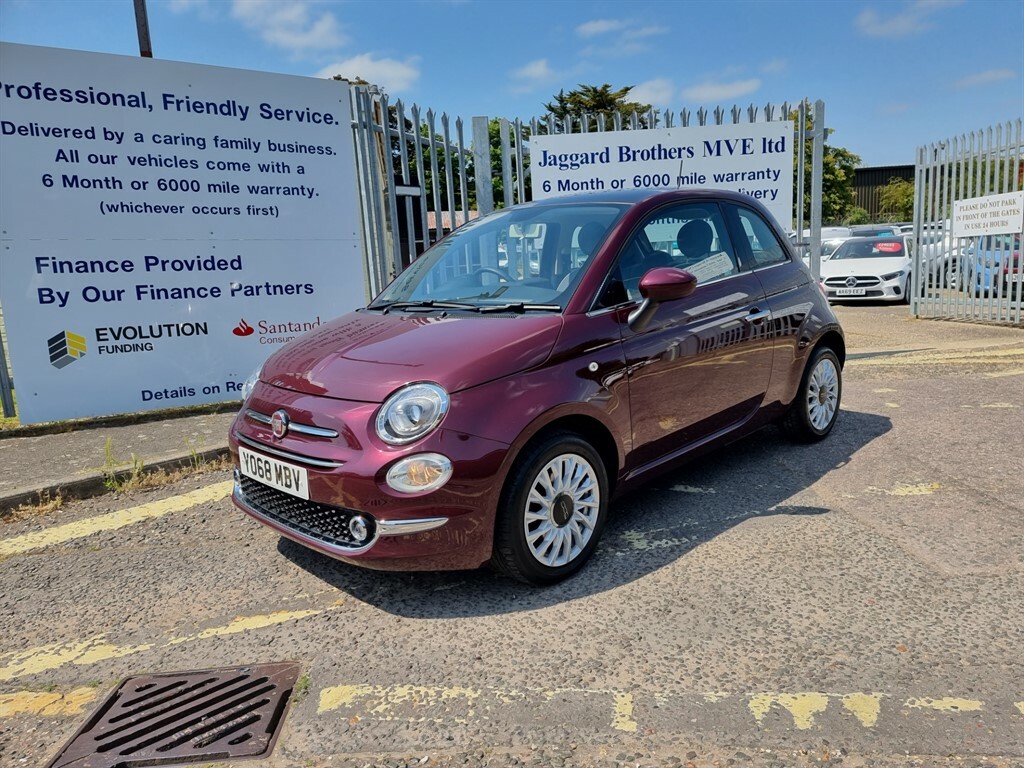 Compare Fiat 500 1.2 Lounge Hatchback Euro 6 Ss YO68MBV Red