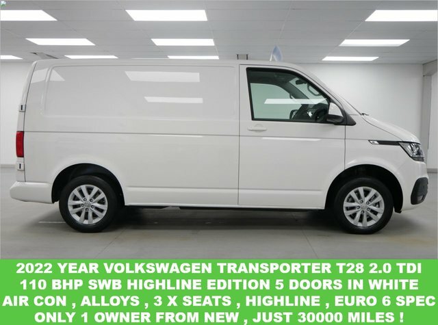Compare Volkswagen Transporter T28 2.0 Tdi 110 Bhp Swb Highline Edition 2022 Ye RK71WYB White