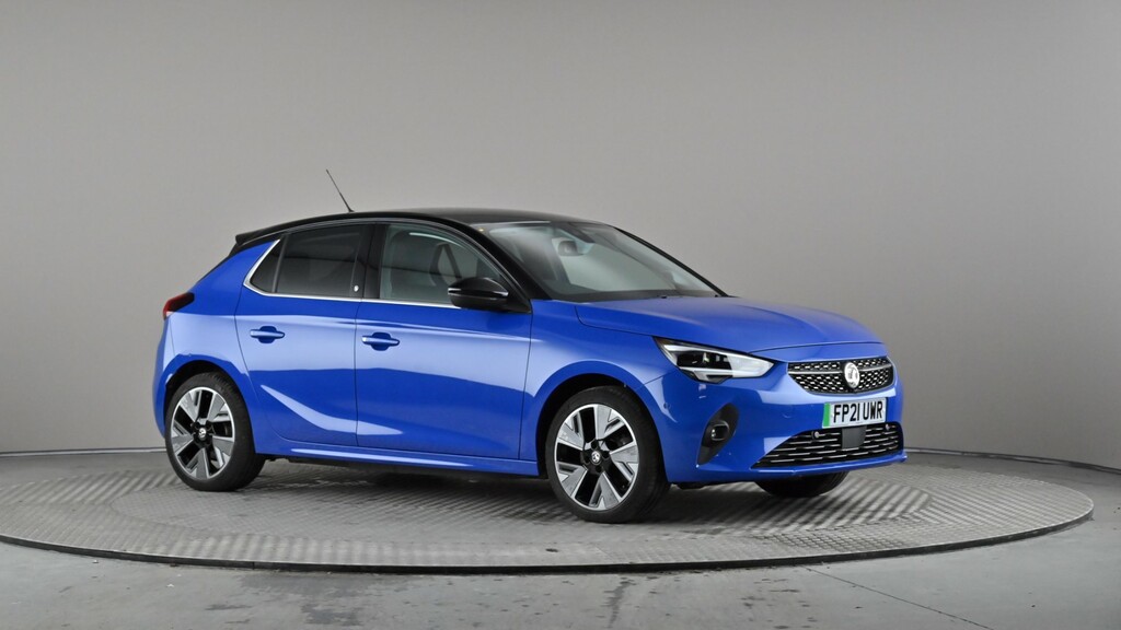 Compare Vauxhall Corsa-e 100Kw Elite Nav 50Kwh 7.4Kwch FP21UWR Blue