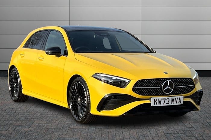 Compare Mercedes-Benz A Class 1.3 A200h Mhev Exclusive Launch Edition Hatchback KW73MVA Yellow