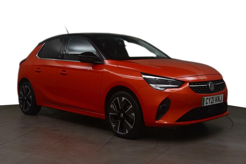 Compare Vauxhall Corsa-e 100Kw Elite Nav Premium 50Kwh 7.4Kwch CY21KNJ Orange