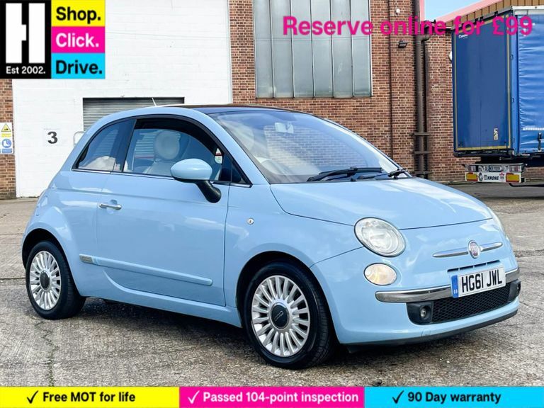 Compare Fiat 500 0.9 Twinair Lounge Euro 5 Ss HG61JWL Blue