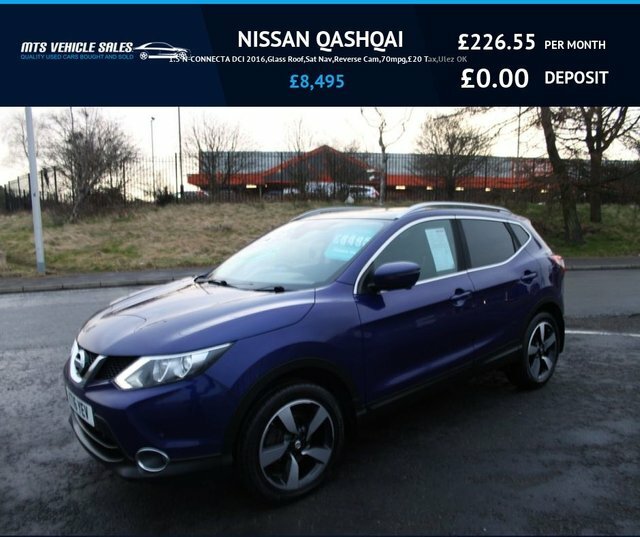 Compare Nissan Qashqai 1.5 N-connecta Dci 2016,Glass Roof,sat Nav,reverse KT16YEV Blue