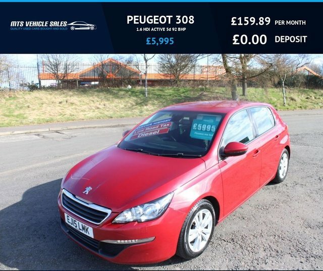 Compare Peugeot 308 1.6 Hdi Active 2015,0 Road Tax,78mpg,sat Nav,bluet EJ15LMK Red