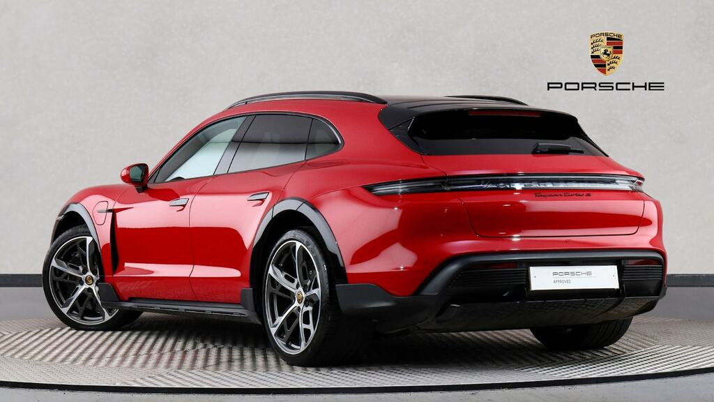 Compare Porsche Taycan 560Kw Turbo S 93Kwh 22Kw 5 Seat DL71XBE Red