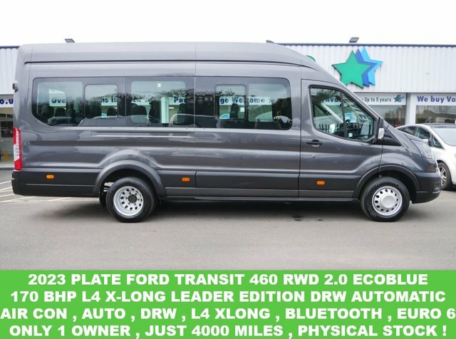 Compare Ford Transit Custom 460 Rwd 2.0 Ebl 170 Bhp L4 Xlwb 17 Seat WM23JFK Grey