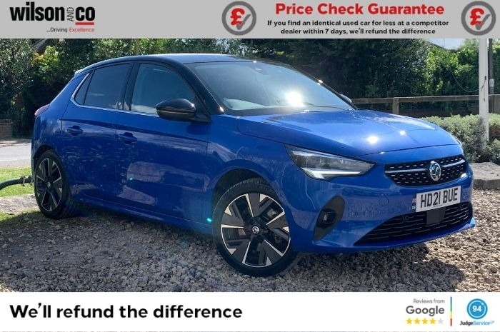 Compare Vauxhall Corsa-e 50Kwh Elite Nav Premium Hatchback Aut HD21BUE Blue