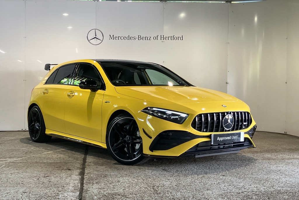 Compare Mercedes-Benz A Class Mercedes-amg A 35 4Matic Premium Plus Hatchback KO23RYM Yellow