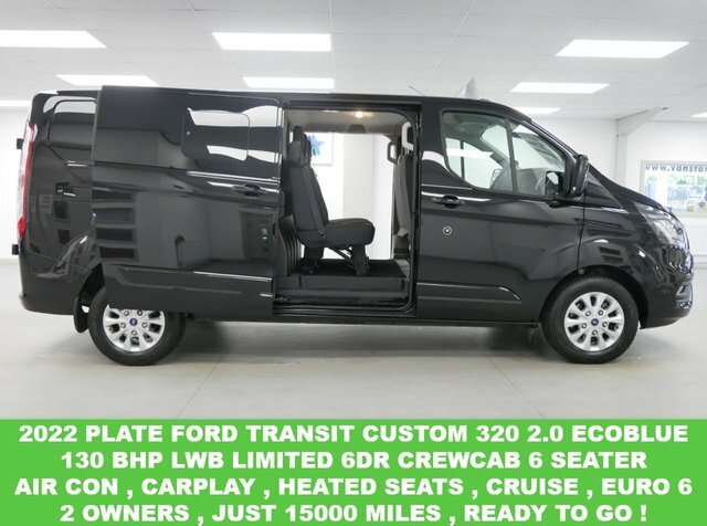 Compare Ford Transit Custom 320 2.0 Ebl 130 Bhp Long Limited 6 Seater Crewcab YR22CJZ Black
