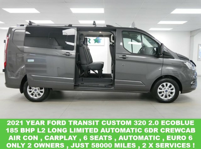 Compare Ford Transit Custom 320 2.0 Ebl 185 Bhp Lwb Limited Crewcab Lea HG70FNR Grey